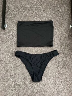 Black Bandeau Bikini Set - Women's Swim